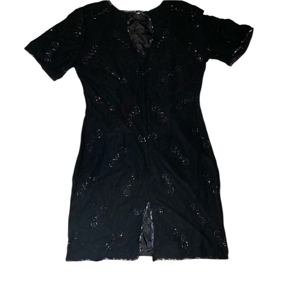 Vintage 90’s Silk Beaded Little Black Dress EUC SZ L - Picture 6 of 14